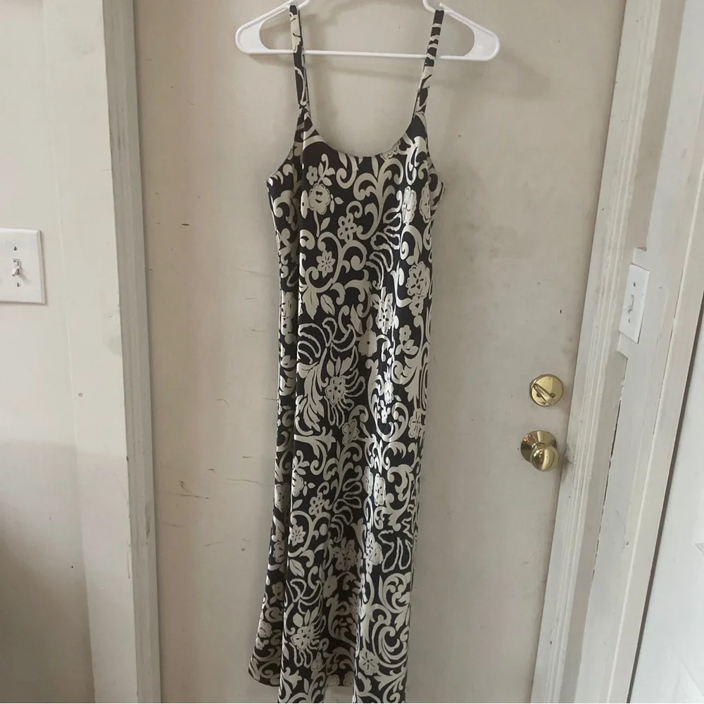 Natori Vintage Full Zip Caftan Robe & Gown Set Navy Neiman Marcus Long Kimono M